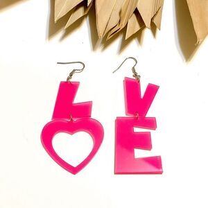 Pink love earrings #778 